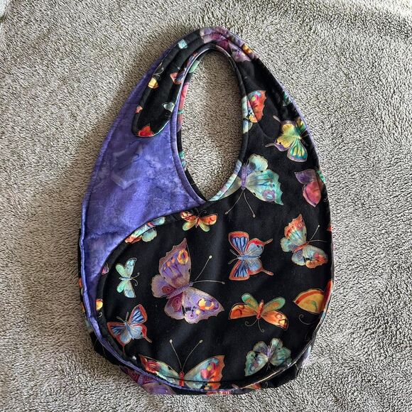 Handmade fabric butterfly patterned handbag - Picture 1 of 6